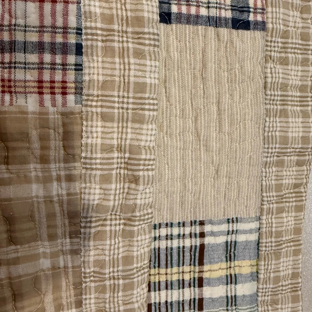 Pair‎ Of Quilted Standard Pillow Shams Multicolor plaid patchwork Pattern